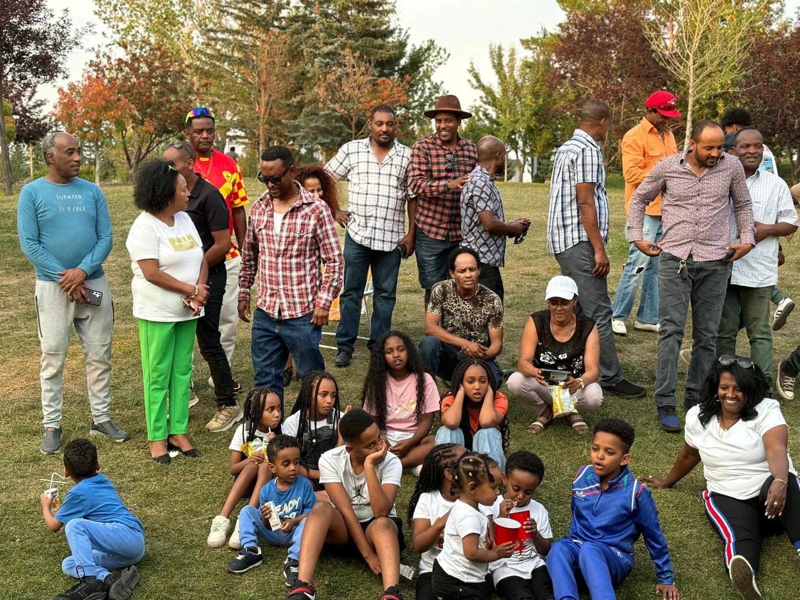 Community members gathered together outdoors in Calgary